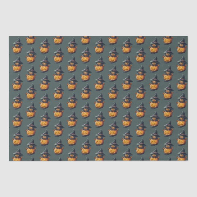 Pumpkin witch in cat costume -  tissue paper (Front)