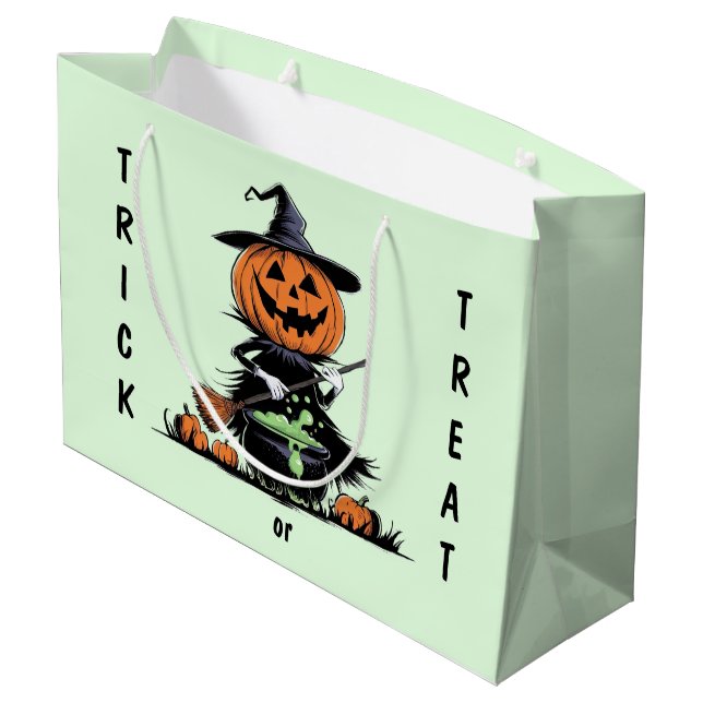 Pumpkin Witch Large Gift Bag (Back Angled)