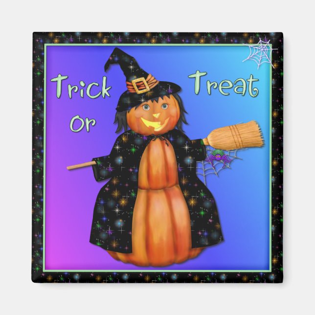 Pumpkin Witch Magnet (Front)