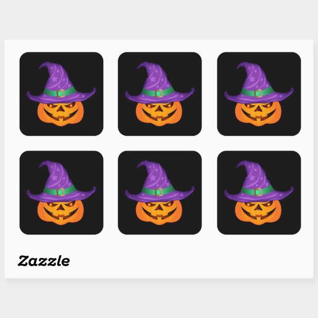 Pumpkin Witch Square Sticker (Sheet)