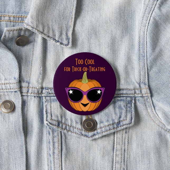 Pumpkin with Cool Retro Cat Sunglasses Halloween 7.5 Cm Round Badge (In Situ)