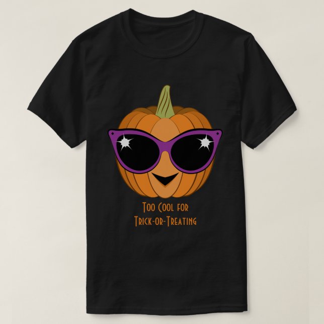 Pumpkin with Cool Retro Cat Sunglasses Halloween T-Shirt (Design Front)