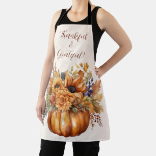 Pumpkin with Flowers-Thanksgiving- Apron