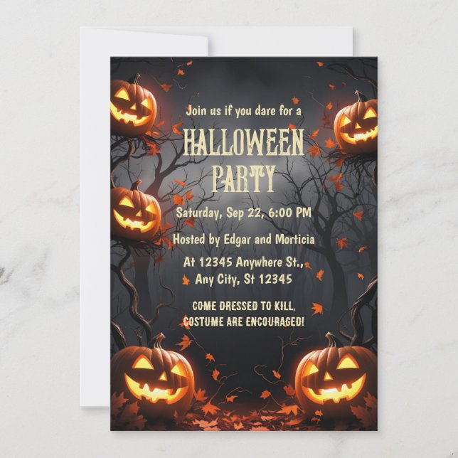 Pumpkin with Forest Halloween Invitation (Front)