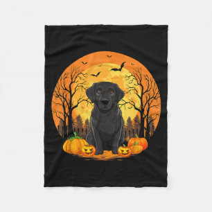 Pumpkin With Funny Halloween Costume Black Fleece Blanket