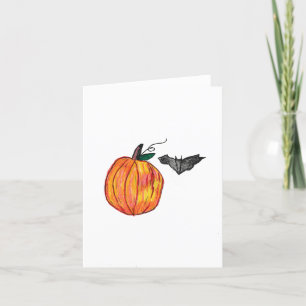 Pumpkin with Grey Bat Thank You Card