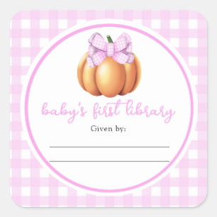 Pumpkin with pink bow - Baby's First Library  Square Sticker