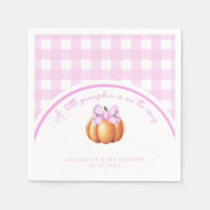 Pumpkin with pink bow in cage baby shower napkin