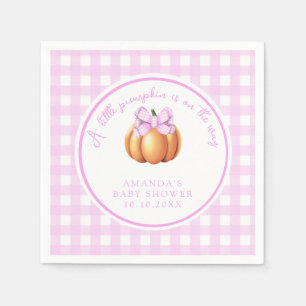 Pumpkin with pink bow in cage baby shower napkin