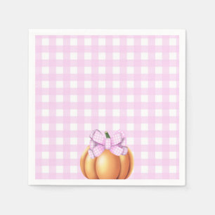 Pumpkin with pink bow in cage baby shower napkin
