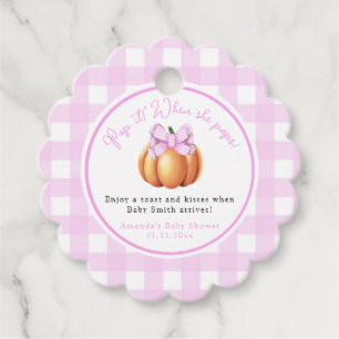 Pumpkin with pink bow Pop it! When she pops Favour Tags