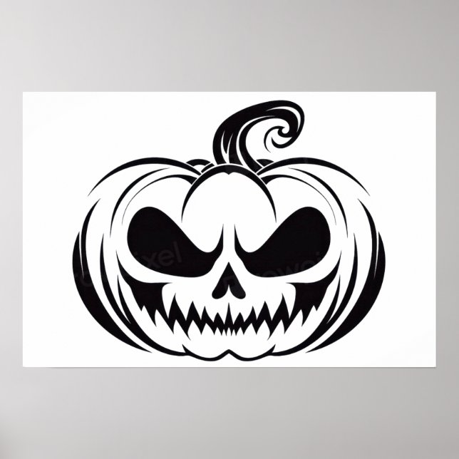 Pumpkin with skull face stencil  poster (Front)