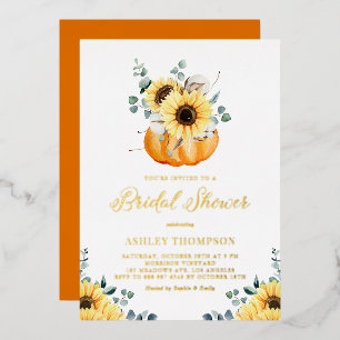 Pumpkin with Sunflowers Rustic Fall Bridal Shower