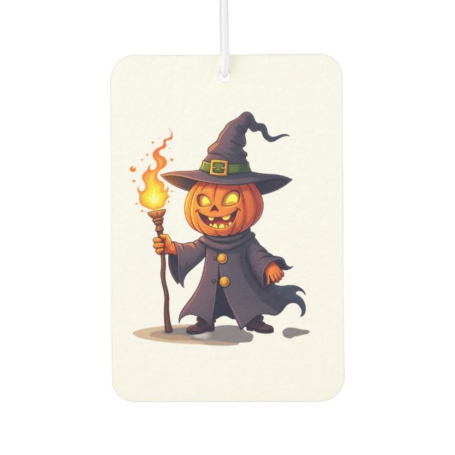 Pumpkin Wizard � Magical Halloween Sorcerer Tee Car Air Freshener (Front)
