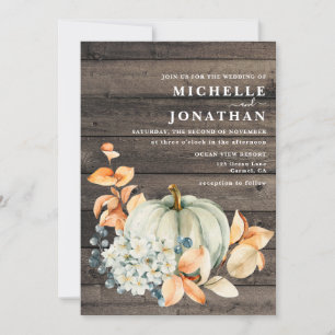 Pumpkin & Wood Wedding Invitation Fall Colours