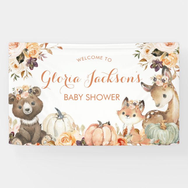 Pumpkin Woodland Baby Shower Large Banner (Horizontal)