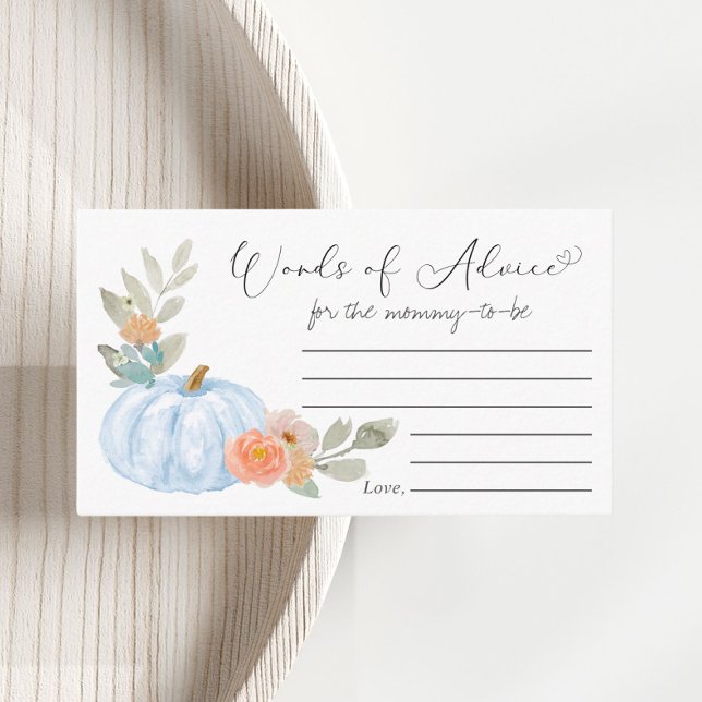 Pumpkin Words of Advice Baby Boy Shower Enclosure Card (Creator Uploaded)