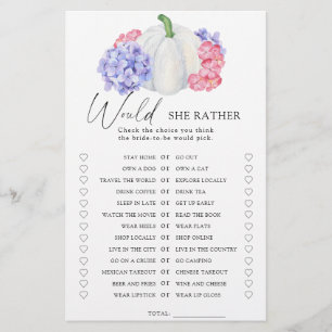 Pumpkin - Would she rather bridal shower game