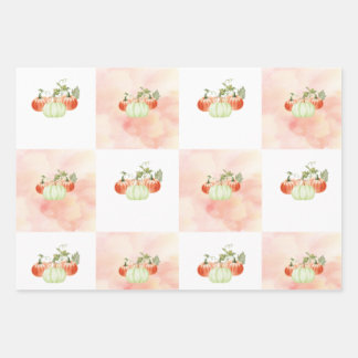 Pumpkin Wrapping Paper Flat Sheet Set of 3
