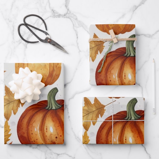 Pumpkin Wrapping Paper Sheets  (Front)