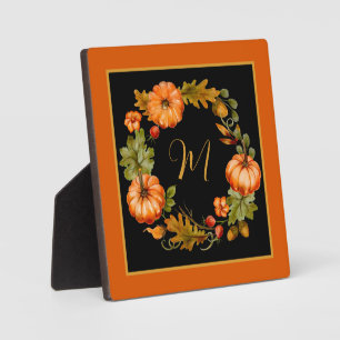 Pumpkin wreath monogram plaque