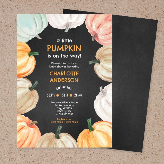 Pumpkin wreath neutral gender fall baby shower invitation (Creator Uploaded)