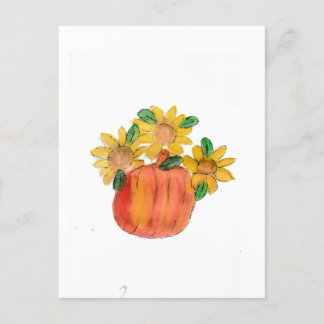 Pumpkin Yellow Sunflowers  Postcard