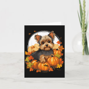 Pumpkin Yorkie Dog Halloween Thanksgiving Card