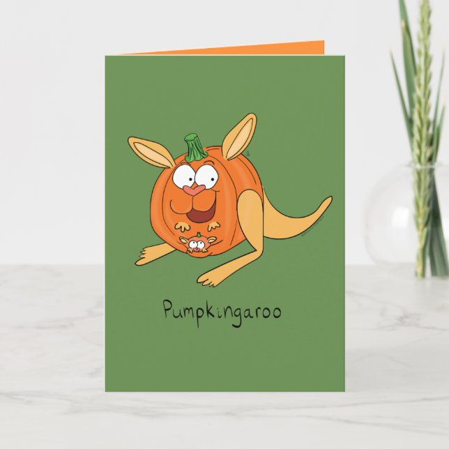 Pumpkingaroo - Funny Halloween Greeting Card (Front)