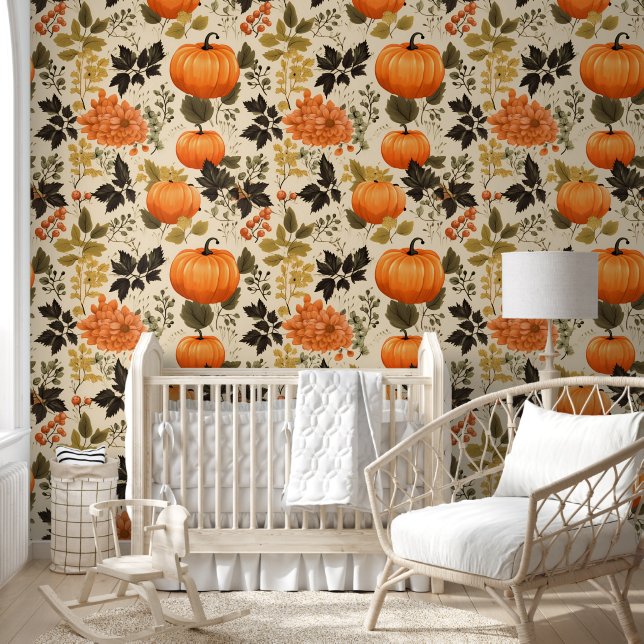 Pumpkins and Autumn Blooms Wallpaper (Kids)