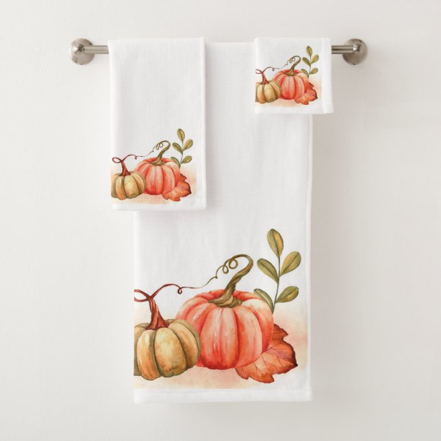 Pumpkins and Autumn Foliage  Bath Towel Set (Insitu)