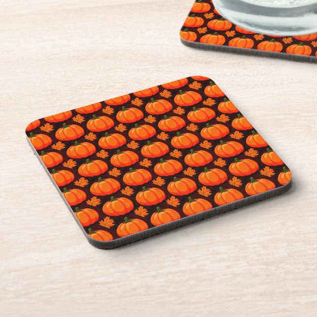 Pumpkins and Autumn Leaves Coaster (Left Side)
