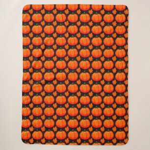 Pumpkins and Autumn Leaves Sherpa Blanket