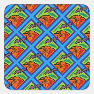 Pumpkins and Bats in Patterns Square Stickers