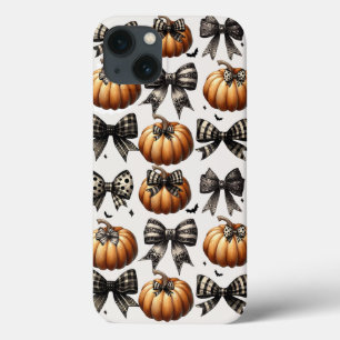 Pumpkins and Bows iPhone Case- Halloween Fall Grey iPhone 13 Case