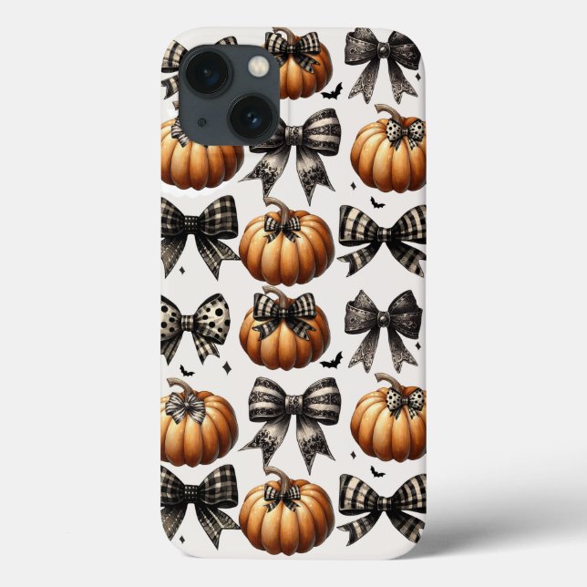 Pumpkins and Bows iPhone Case- Halloween Fall Grey Case-Mate iPhone Case (Back)