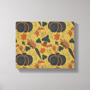 Pumpkins and carrots seamless pattern canvas print
