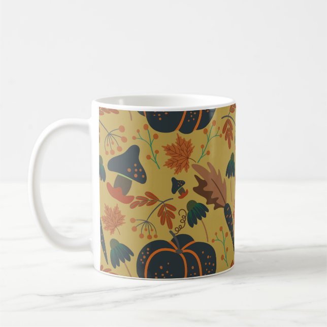 Pumpkins and carrots seamless pattern coffee mug (Left)