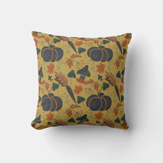 Pumpkins and carrots seamless pattern cushion (Front)