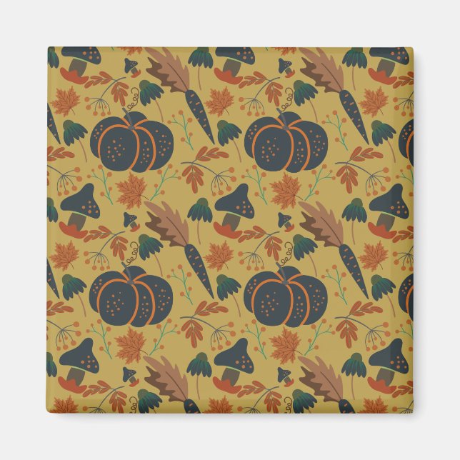 Pumpkins and carrots seamless pattern magnet (Front)