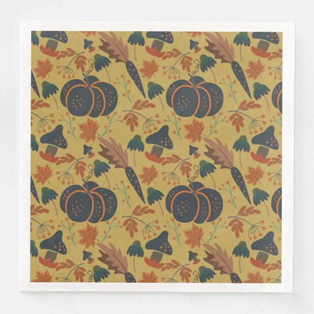 Pumpkins and carrots seamless pattern napkin (Front)