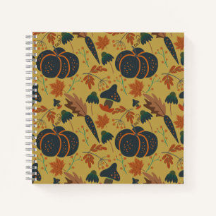 Pumpkins and carrots seamless pattern notebook