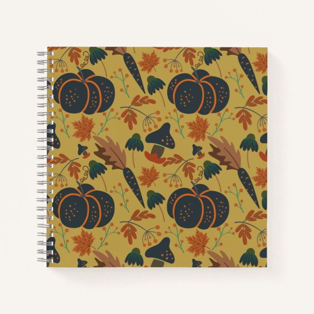 Pumpkins and carrots seamless pattern notebook (Front)