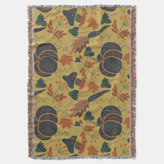 Pumpkins and carrots seamless pattern throw blanket (Front Vertical)