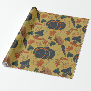 Pumpkins and carrots seamless pattern wrapping paper