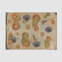 Pumpkins and Cauldron Vintage Pages Decoupage