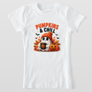 Pumpkins And Chill Funny Ghost Cosy Autumn T-Shirt