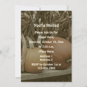 Pumpkins And Corn Stalks Autumn Party Invitation
