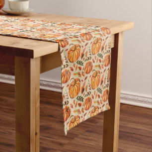 Pumpkins and Fall Leaves Medium Table Runner