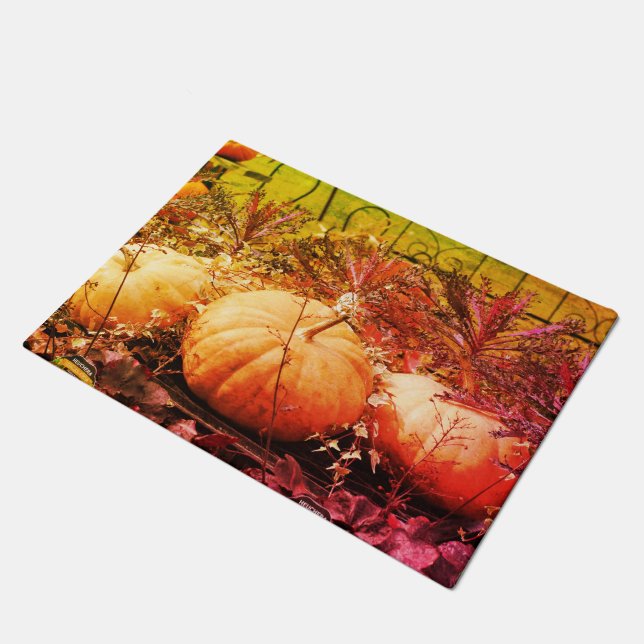 Pumpkins And Fall Plants   Doormat (Angled)